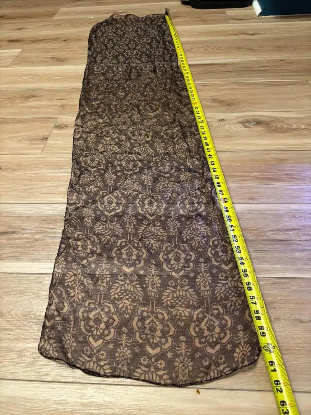 Sheer Brown Paisley Pattern silk Scarf or Wrap
